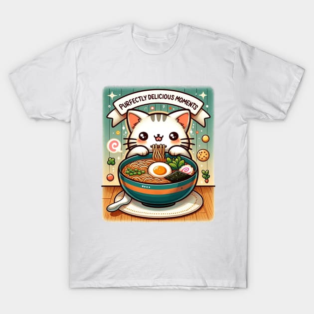 "Kawaii Noodle Feast: Cat Chef's Gourmet Adventure" T-Shirt by WEARWORLD